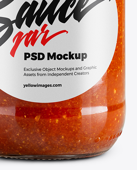 Glass Jar with Marinara Sauce Mockup