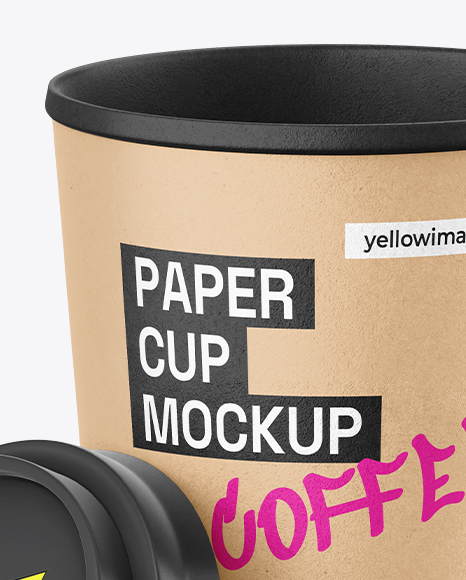 Kraft Paper Coffee Cup with Lid Mockup