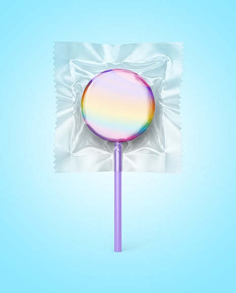 Transparent Lollipop Sachet with Metallic Underlay Mockup
