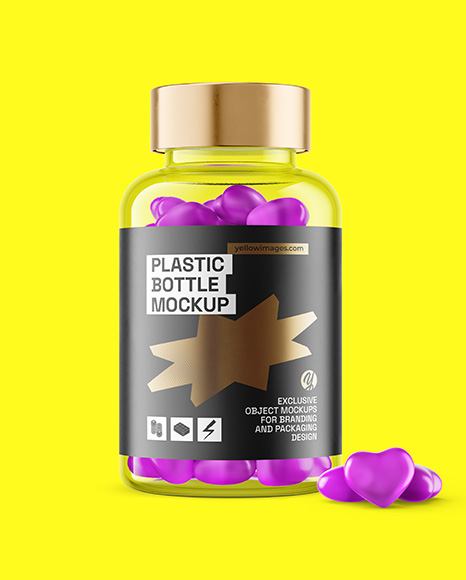Plastic Bottle with Gummies Mockup