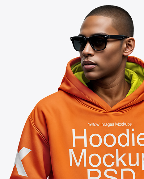 Black Man Wearing a Hoodie and Sunglasses Mockup