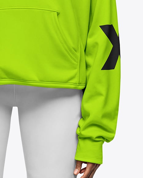 Black Woman Wearing Oversize Hoodie and Cycling Shorts Mockup