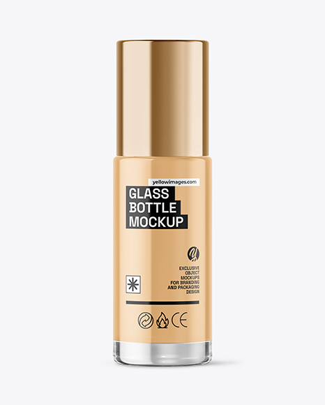 Clear Glass Cosmetic Bottle with Pump Mockup
