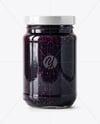 Clear Glass Jar with Blueberry Jam Mockup