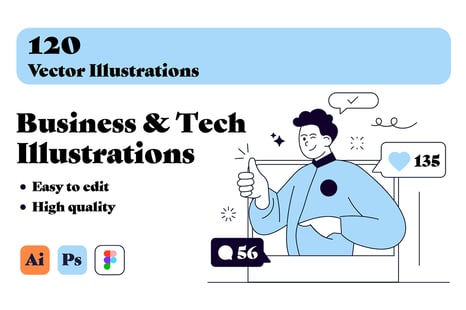 Business & Tech Mega Bundle – 10 Flat Illustration Sets for Modern Digital Design - Illustrations