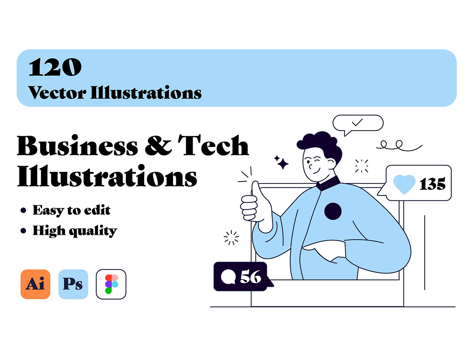 Business &amp; Tech Mega Bundle – 10 Flat Illustration Sets for Modern Digital Design