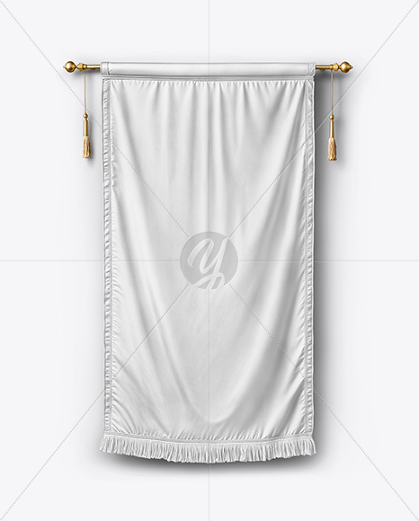 Vertical Flag With Metallic Pole Mockup