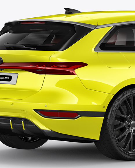 Electric Sportback Car Mockup - Back Half Side View
