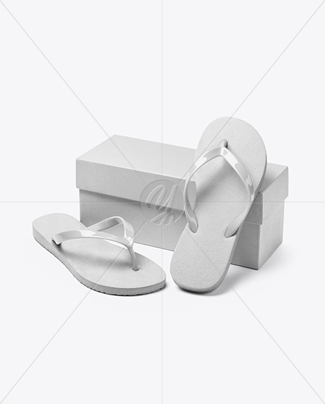 Flip Flops With Box Mockup