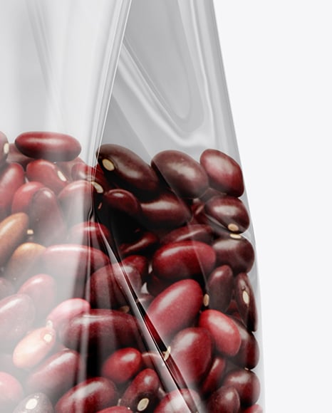 Transparent Package with Beans Mockup