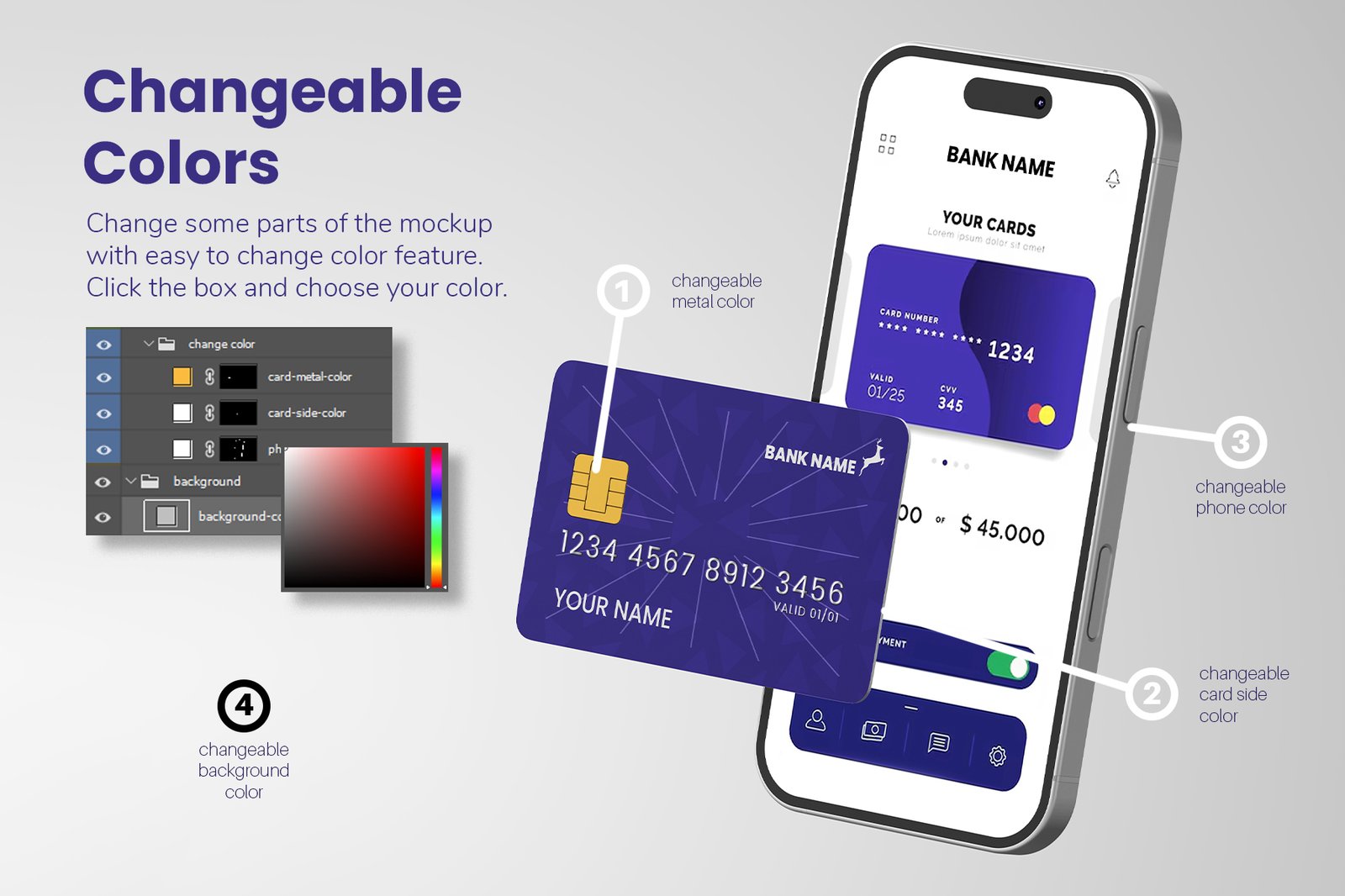 ATM Bank Card with iPhone 16 Mockup Set