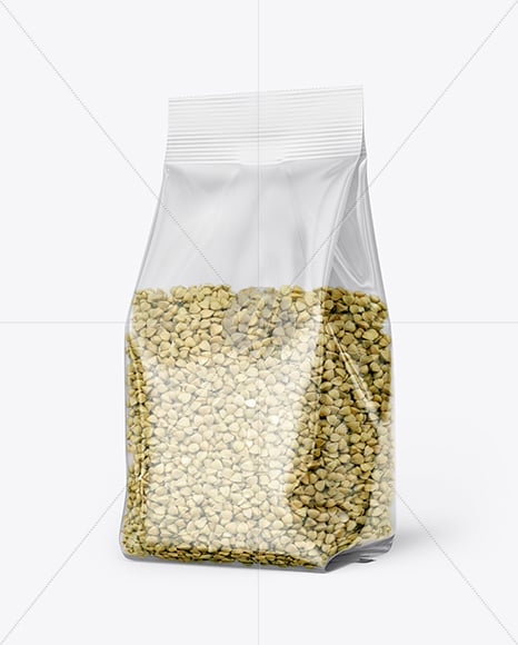Transparent Package with Green Buckwheat Mockup
