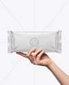 Matte Snack Package in a Hand Mockup