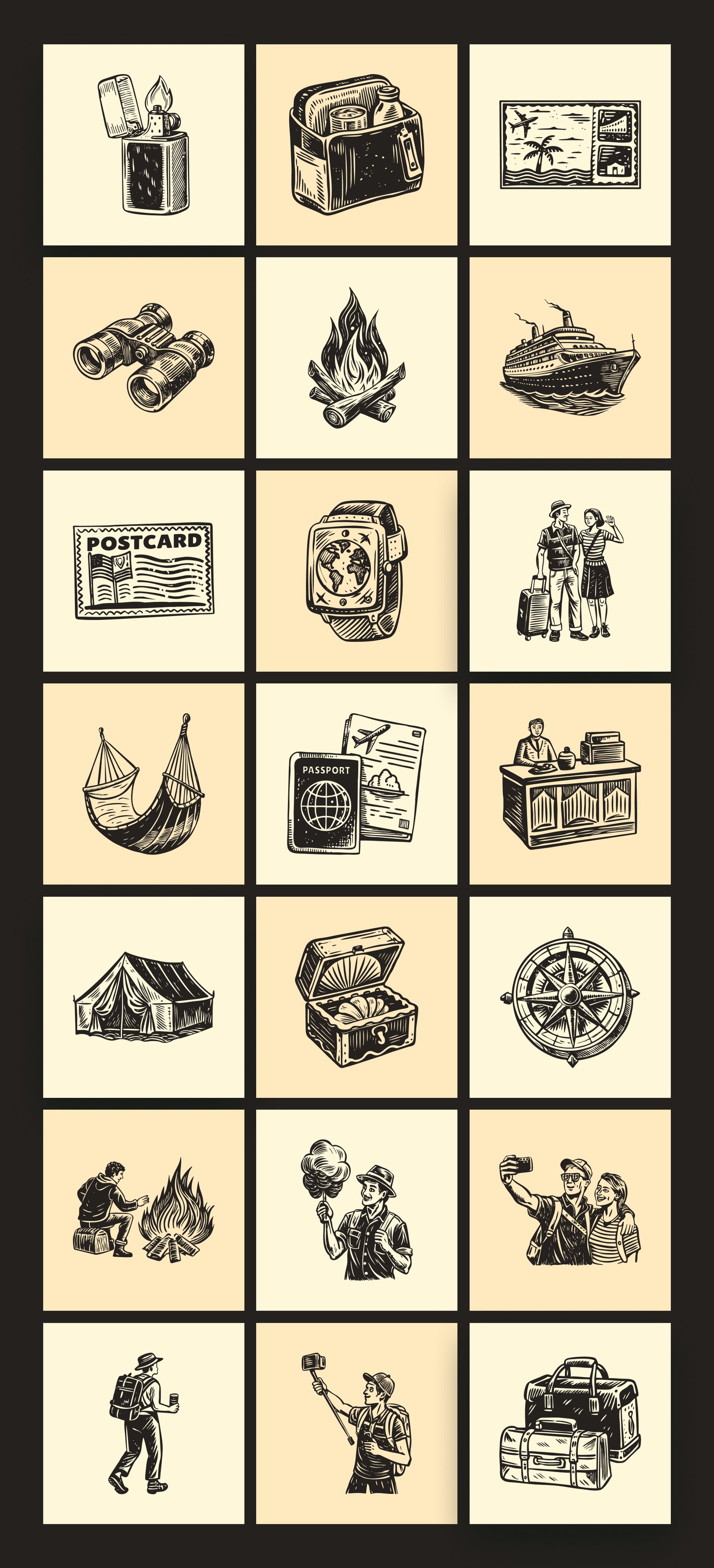Vintage Travel Illustration Set