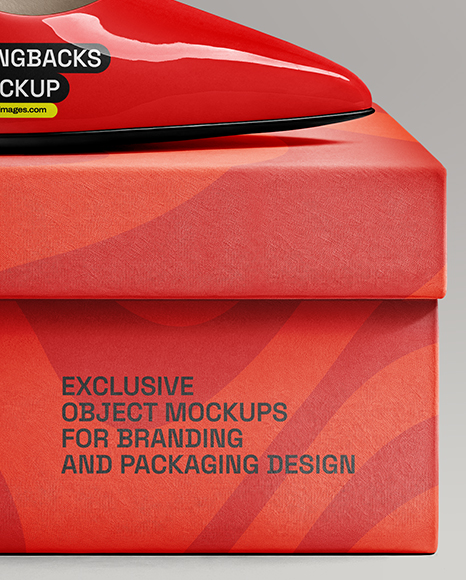 Glossy Slingback on Shoe Box Mockup