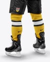 Man Wearing Full Ice Hockey Kit Mockup - Back view