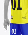 Kids Soccer Kit w/ Mannequin Mockup - Back Half Side View