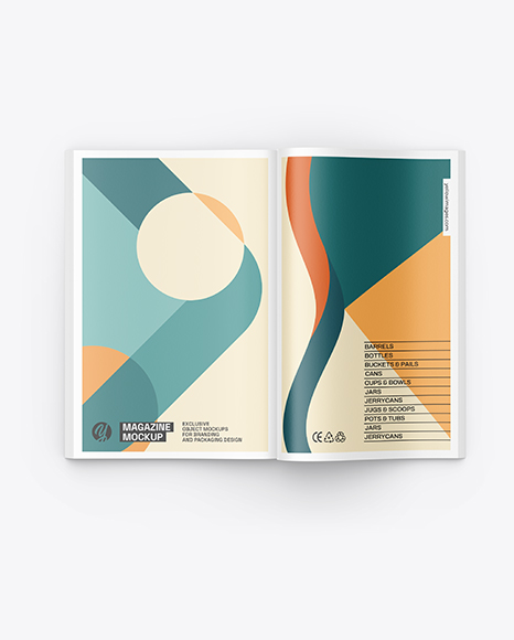 Opened Magazine Mockup - Top View