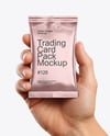 Metallic Trading Card Pack in a Hand Mockup
