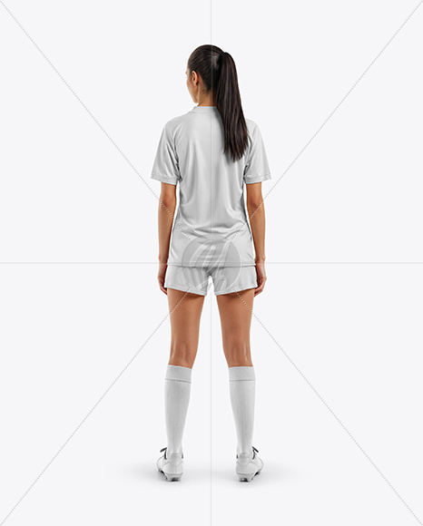 Female Soccer Player Wearing Jersey and Shorts Mockup