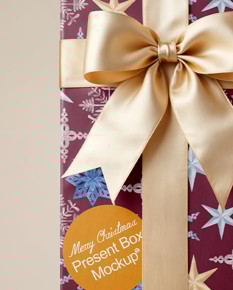 Rectangular Gift Box with Bow Mockup