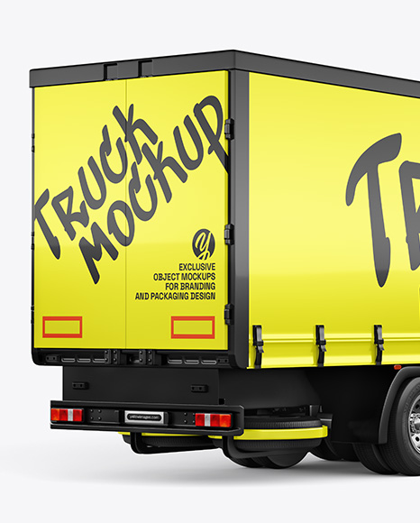 Semi Trailer Truck Mockup - Back Half Side View