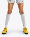 Woman Wearing Soccer Jersey and Shorts Mockup