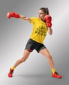 Female UFC Fighter Wearing T-Shirt & Shorts Mockup