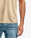 Man Wearing Polo Shirt and Jeans Mockup