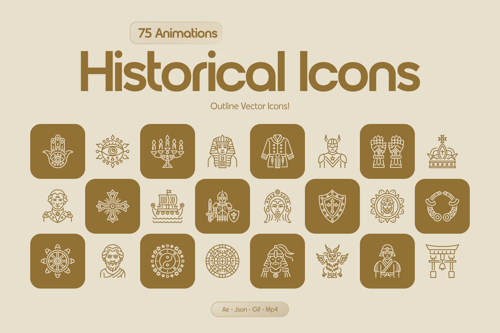 Animated Historical Icons Set