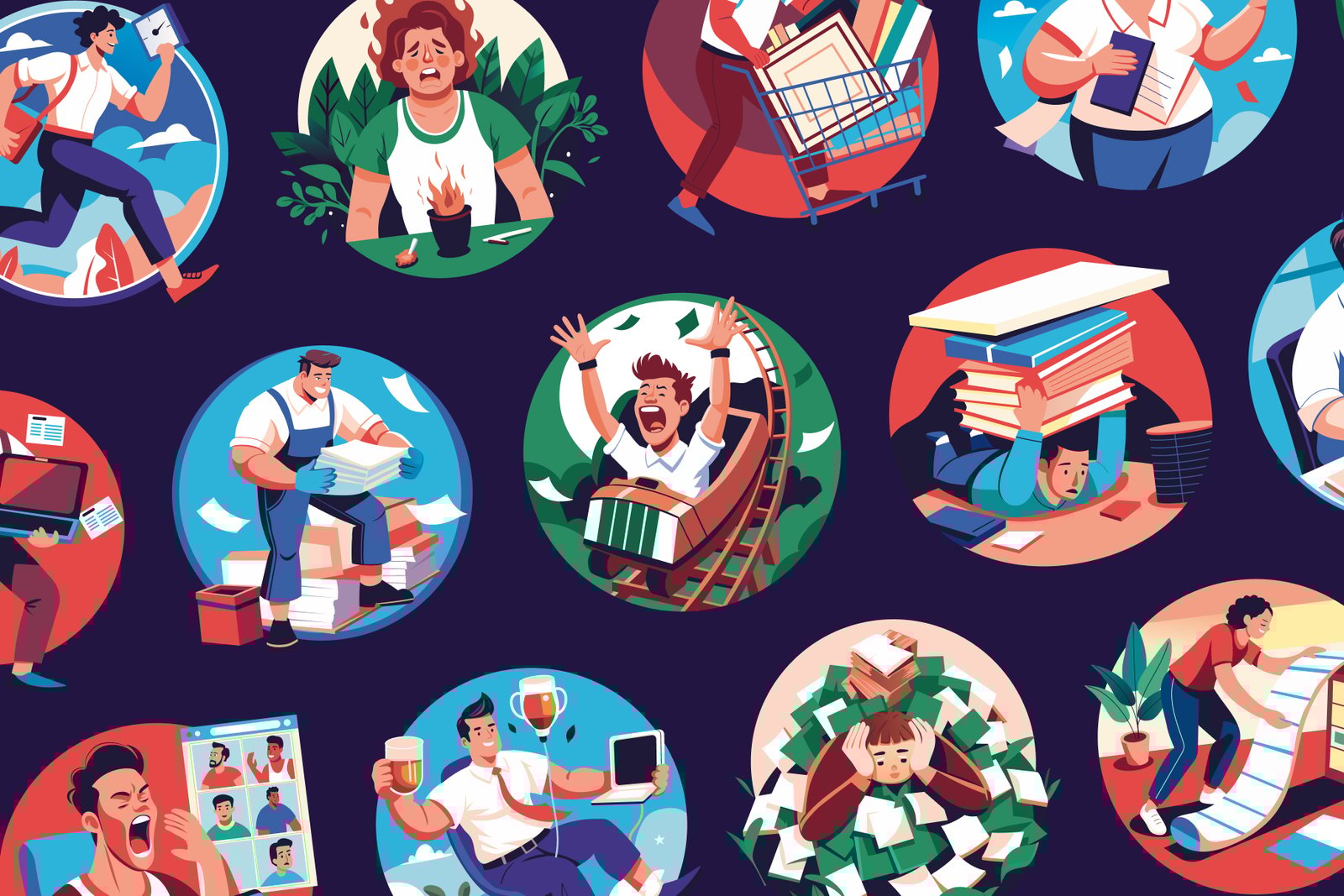 Workaholics Characters Illustrations