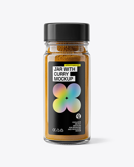 Glass Jar with Curry Powder Mockup