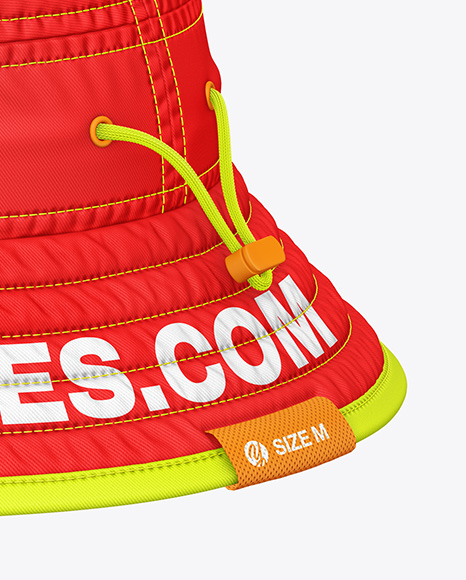 Twill Bucket Hat Mockup - Back Half Side View