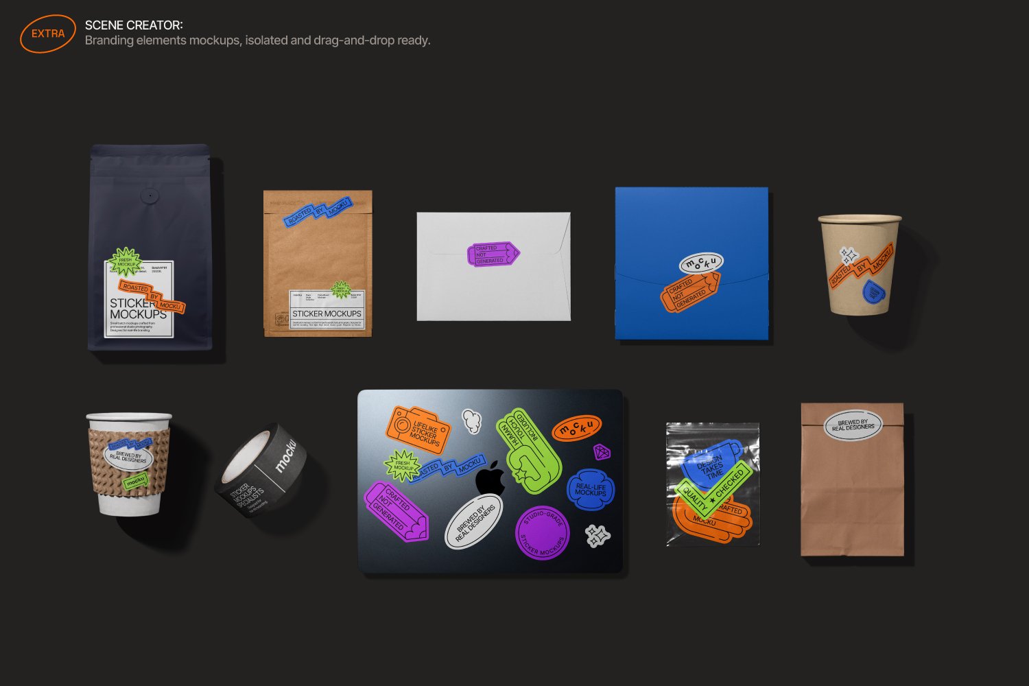 Aesthetic Sticker Mockup Bundle