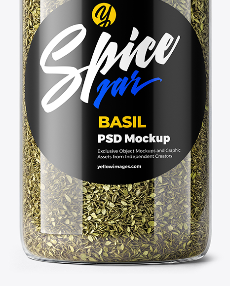 Plastic Spice Jar with Dried Basil Mockup