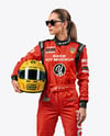 Woman Wearing Full Racing Kit Mockup