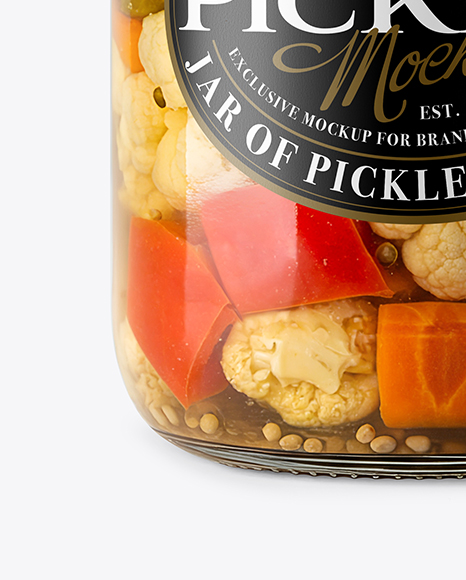 Clear Glass Jar with Giardiniera Pickled Vegetables Mockup