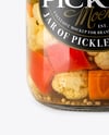 Clear Glass Jar with Giardiniera Pickled Vegetables Mockup