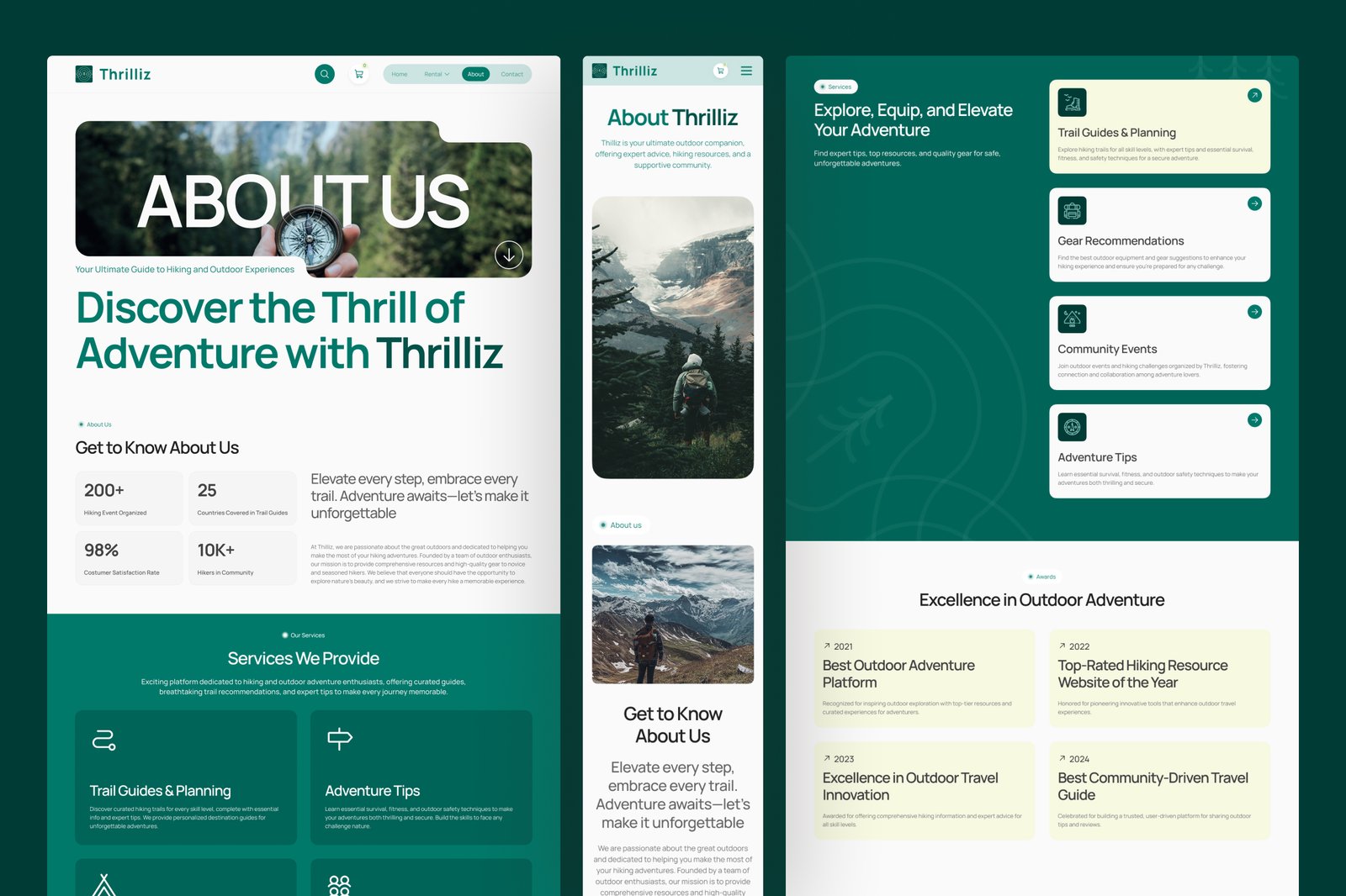 Thrilliz - Hiking &amp; Outdoor Activities Website UI Figma Template