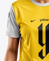 Female Soccer Player Wearing Jersey and Shorts Mockup