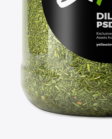 Plastic Jar with Dill Weed Spice Mockup