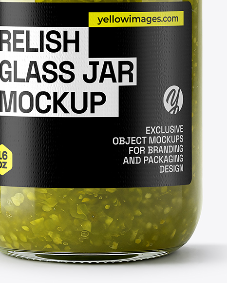 Glass Jar with Green Relish Sauce Mockup