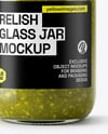 Glass Jar with Green Relish Sauce Mockup