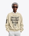 Elderly Black Woman Wearing Oversize Sweatshirt and Pants Mockup