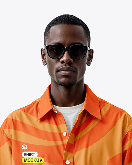Afro-American Man Wearing Shirt and Shorts Mockup
