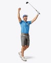 Man Wearing Golf Shirt and Shorts Mockup