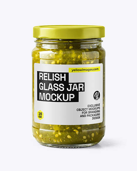 Glass Jar with Green Relish Sauce Mockup - Pint glass mockup