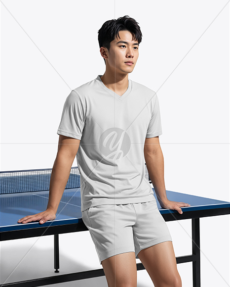 Man Wearing Table Tennis Uniform Mockup