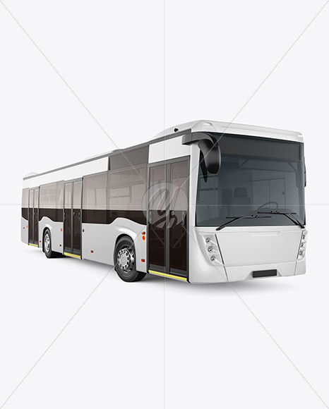 City Bus Mockup - Front Half Side View