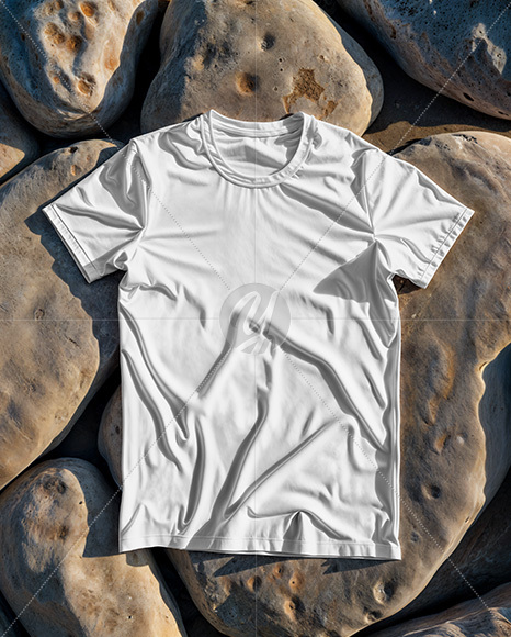 T-Shirt on Stones Mockup